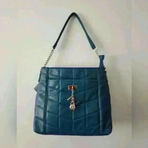 Adrienne Vittadani charmed  flap hobo quilt teal purse